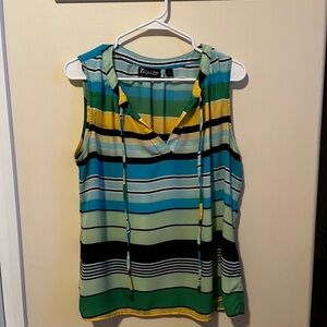 New York & Company Vibrant Striped Sleeveless Blouse